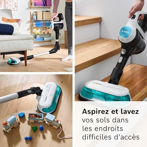 Bosch, 2 in 1 Cordless Vacuum Cleaner, Unlimited 7 ProHygiene, Aqua Brush 2 in 1, Motorized Brush AllFloor DynamicPower, White, BCS71HYG2 - Image 4