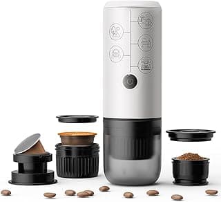 Nespresso BENFUCHEN 3-in-1 Portable Espresso Machine With NO Heating Function, Type-C Charging Electric Espresso Maker, 17 Bar Mini Coffee Maker For NESPRESSO/DolceGusto pods & Ground Coffee On the Go, White