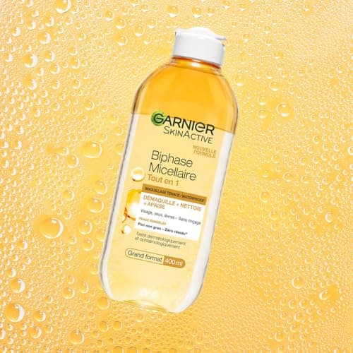 GARNIER Skin Active - Biphase Micellaire - Tout-en-1 - Nettoie, Démaquille & Apaise - Visage, Yeux, Lèvres - Enrichie En Micelles & Huiles - Vegan & Cruelty Free - Tous Types de Peaux - 400 ml - Image 7
