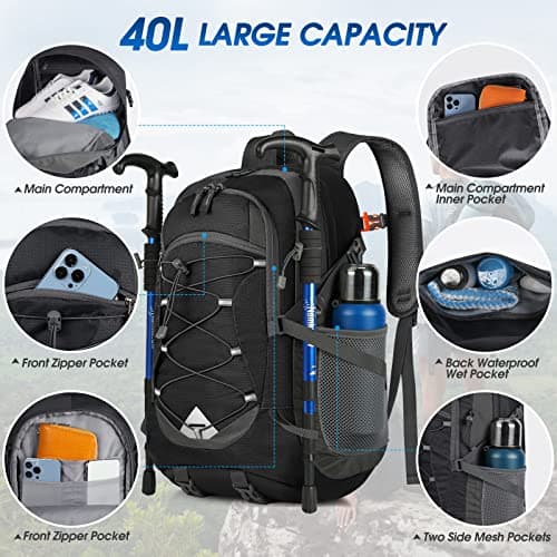 IGOLUMON 40L Ultralight Foldable Waterproof Hiking Backpack for Men Women - Large Capacity for Travel, Trekking, Sports, Camping - Image 4