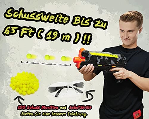 Blaster Gun with Protective Glasses and 100 Cartridges Compatible with Nerf Hyper Rounds Darts, Easy Refill, Holds Up to 50 Cartridges - Image 6