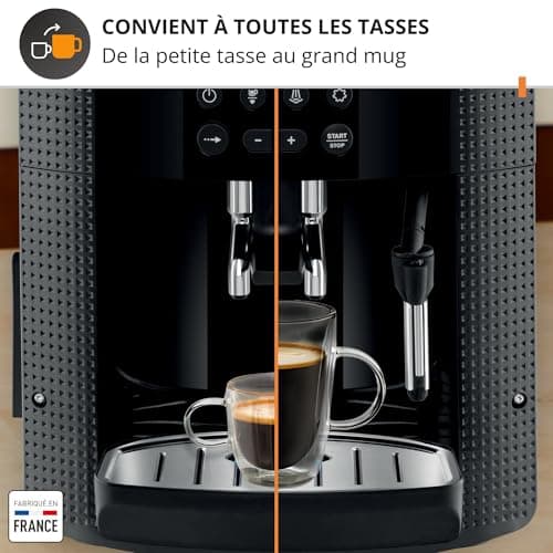 Krups Essential, Machine à café grain, Expresso automatique, 2 tasses simultanées, Ecran LCD, Nettoyage automatique, Buse vapeur Cappuccino, Cafetière espresso, Noire, YY8135FD - Image 10
