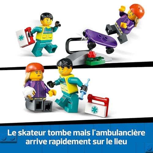 LEGO City Emergency Ambulance Construction Game with 2 Minifigures of Skater and Paramedic - Interactive Toy for Boys and Girls from 5 Years Old - Gift Idea for Young Children 60451 - Image 6