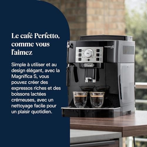De’Longhi Magnifica S - Perfetto Machine à Café Automatique avec Mousseur à Lait Manuel, Machine à Espresso et Cappuccino, Panneau de Commande avec Boutons, Noir (ECAM22.110.B) - Image 3