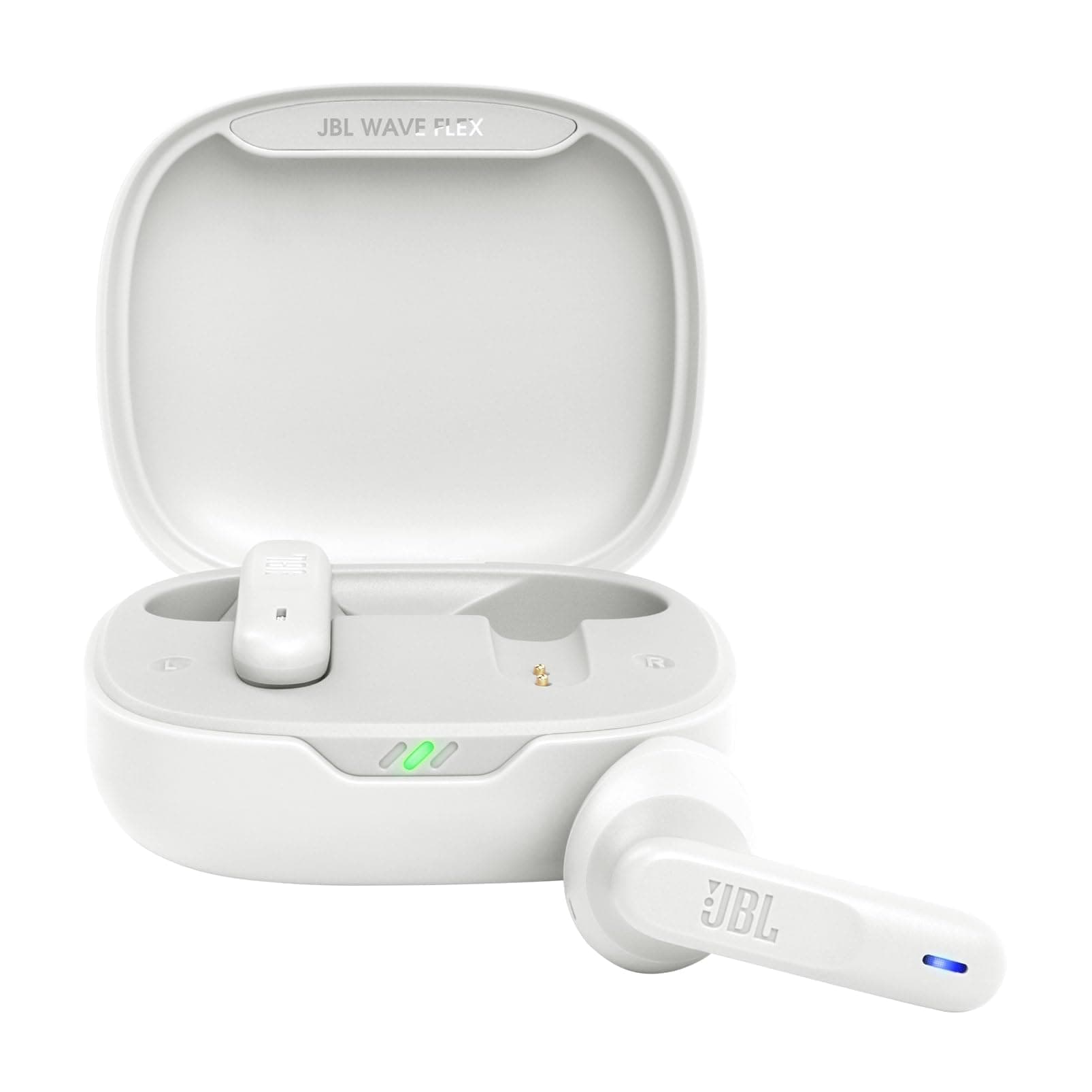 JBL Wave Flex, Wireless In-Ear Headphones, IP54 and IPX2 Water Resistance, TalkThru and AmbientAware Technology, 32 Hours Battery Life in White - Image 1