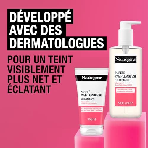 Neutrogena – Gel Nettoyant Pureté Pamplemousse (tube de 200 ml) – Nettoyant visage à la vitamine C et acide salicylique (0,5%) – Peau plus douce et lisse constatée après 1 semaine* - Image 8