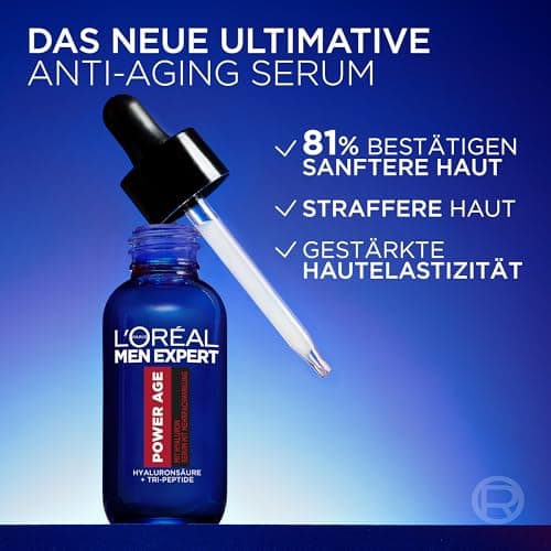 L'Oréal Men Expert Sérum visage anti-rides pour hommes, soin hydratant anti-âge pour peaux fatiguées et mates, sérum homme hautement dosé à l'acide hyaluronique, Power Age, 1 x 30 ml - Image 5