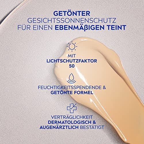 NIVEA SUN Crème solaire teintée pour le visage SPF 50 - Crème solaire matifiante pour le visage - Crème solaire teintée pour peaux moyennes - Protection solaire matifiante teintée (50 ml) - Image 4