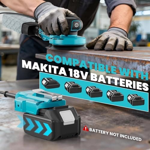 Ecarke Cordless Eccentric Sander 125 mm, Compatible with Makita 18V, 15,000 rpm, 6 Adjustable Speed, with Dust Bag & 20 Abrasive Discs, Ideal for Waxing, Derrusting (No Battery) - Image 5