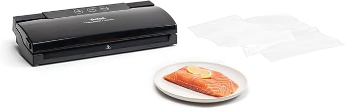 Tefal VT254070 Tefal Vacupack Classic Vacuum Sealer Preserves Food Freshness Easy Use Easy Storage Starter Kit 18 Bags Included