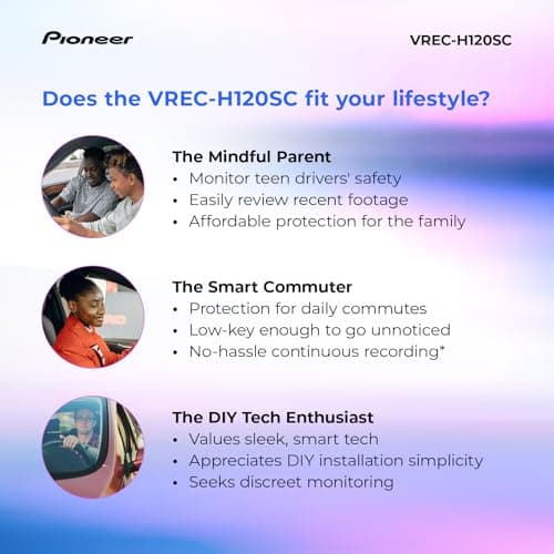 Pioneer VREC-H120SC Compact Car Dashboard Camera, 1.5K Resolution Discreet Car Camera with Impact Detection, 120 Degree Wide Angle Coverage, Built-in WiFi, Companion App, USB-C - Image 7