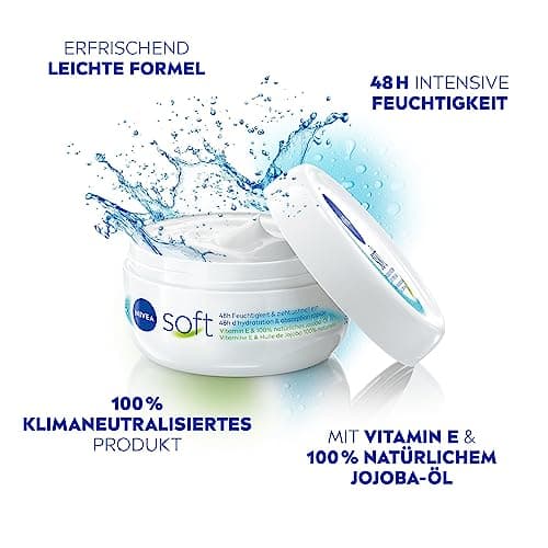NIVEA Crème hydratante douce et rafraîchissante (200 ml), crème légère avec vitamine E et huile de jojoba 100% naturelle, pénètre rapidement pour une peau sensiblement détendue - Image 3