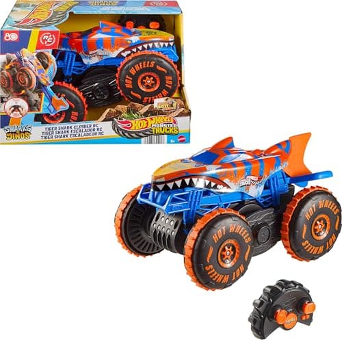 Hot Wheels Monster Trucks RC Vehicle Tiger Shark Escalator with 3 Game Modes for Running, Climbing and Stunts, JFR39 - Image 2