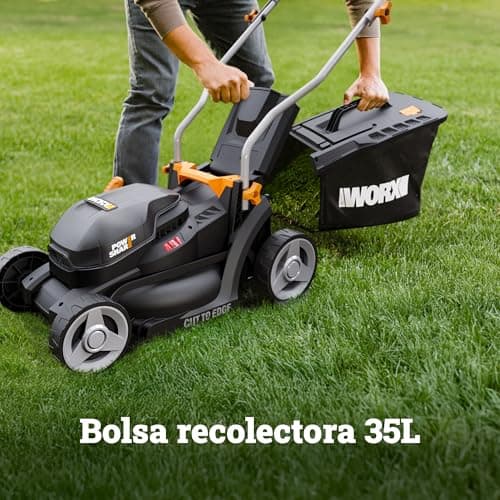 WORX Tondeuse à Gazon sans Fil 20V WG733E, Surface Maximum de 250 m², Lame de 33cm, bac de 35L, Coupe jusqu'aux Bordures, 6 Hauteurs de Coupe, poignée Pliable, Une Batterie 4Ah et Chargeur Rapide - Image 8