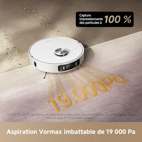 dreame L40 Ultra AE Robot Aspirateur et Serpillière Autonome, 19 000 Pa Aspiration Puissante, Nettoyage Sec-Humide, Dock Tout-en-1 Vidange Automatique, 2 Brosses Incluses - Image 3