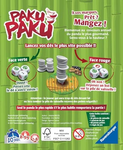 Ravensburger - Paku Paku - Party Game - Dice Game - Game of skill - with Family or Friends - from 8 years - from 2 to 8 Players - 26726 - Mixed - French Version - Image 5