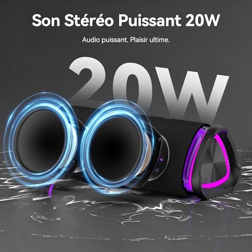 Portable Bluetooth 6.0 Speaker, Bluetooth Speaker 30H Autonomy, Powerful 24W Bluetooth Speakers, 360 Degree Surround, IPX6 Waterproof, TWS Pairing, USB, RGB,AUX, TF Card, Party/Travel/Outdoor - Image 4