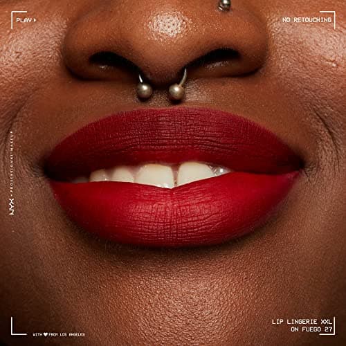 NYX Professional Makeup Rouge à Lèvres Liquide Mat Lip Lingerie XXL, Longue Tenue, Formule Vegan, Sans transfert, Teinte : On Fuego (27) - Image 6