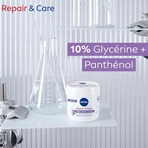 NIVEA REPAIR & CARE Baume Réparateur Visage, Corps & Mains Peaux Sèches & Sensibles (1 x 400 ml), Crème à la glycérine & panthénol anti-démangeaison, Soin corps hydratant non parfumé 72H - Image 6