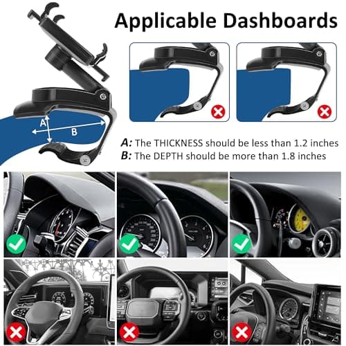 360 Degree Rotation Car Phone Holder Dashboard Mobile Phone Car Phone Mount for GPS and Smartphones from 4 to 7 Inches - Image 7