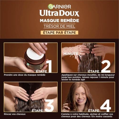Garnier Ultra Doux - Replenishing Remedy Mask - Enriched with Royal Jelly, Honey & Propolis - For Fragile & Brittle Hair - Paraben Free - Honey Treasures - 340 ml - Image 6