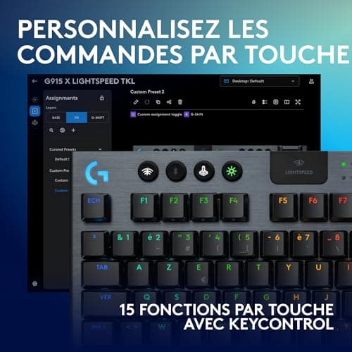 Logitech G G915 X LIGHTSPEED TKL Ultra-Slim Wireless Gaming Keyboard, Dual Layer PBT Keyboards, Fully Programmable Keys, RGB Backlight, GL Red Linear - PC/Mac, FRA AZERTY - Black - Image 5