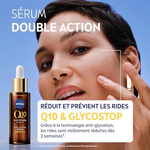 NIVEA - Coffret Soin Visage Anti-Âge Q10 Anti-Rides - Sérum Double Action Anti-Rides (30 ml) + Soin de Jour Anti-Rides & Fermeté (50 ml) - Q10 Pur, Créatine & Glycostop - Tous Types de Peaux - Image 4