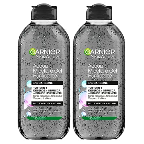 Garnier SkinActive Gel Micellares All in 1 Make-Up Remover Water with Charcoal for Blackheads, Hypoallergenic No Rinse Formula for Face, Eyes and Lips - 2 x 400 ml Bottles - Image 3