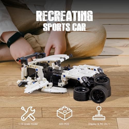 RC F1 Car For Ages 8+ Compatible with Lego Technic, Model White 389 Pieces 1:16 with Remote Control 2.4g Hz, Perfect Birthday Gift for Kids 10 11 12 13 14 15 Years Old - Image 5