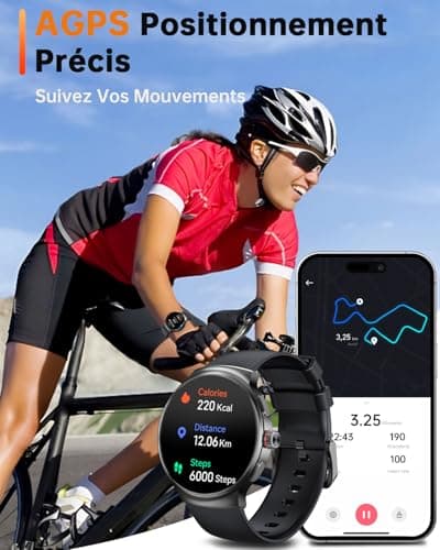 Men's Women's Smart Watch, 1.43 Inch AMOLED Smartwatch with Bluetooth Calls, Waterproof IP68 Sports Watch, 100+ Sport Mode with Pedometer, Heart Rate, SPO₂, for Samsung iPhone Android, Black - Image 3