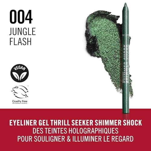Rimmel Thrill Seeker Shimmer shock Crayon, Eyeliner, Eyeliner Gel Waterproof Multichrome, Crayon Liner, Couleur changeante irisée, Glisse sans effort, Ne coule pas, 1,2 g, 004 Jungle Flash - Image 4