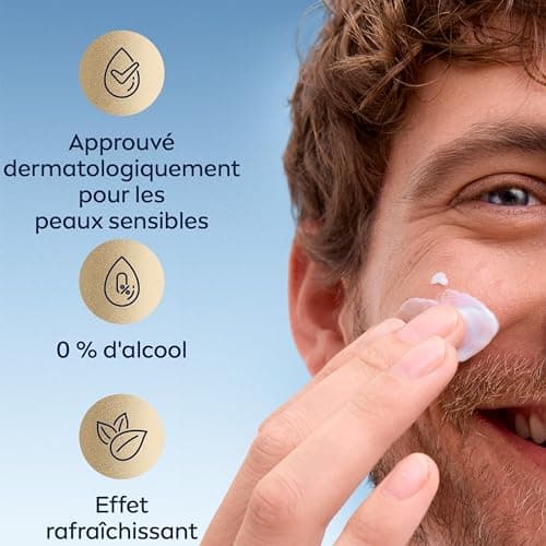 NIVEA MEN Crème Visage Gel Peau & Barbe pour peaux sensibles (1 x 50 ml), crème visage hydratante homme 0% alcool, soin barbe homme apaisant à la peau sensible et irritée - Image 6