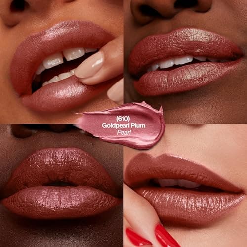 REVLON Rouge à lèvres Super Lustrous Pearl, Formule crémeuse pour des lèvres douces et pulpeuses, Sensation d'hydratation, 610 Gold Pearl Plum, 4,2g - Image 3