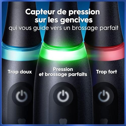 Oral-B Brosse A Dents Electrique iO 5 Noire, 5 Modes De Brossage Dont Blancheur, Capteur De Pression Sur Les Gencives, Brossettes De Rechange Oral B, Etui De Voyage - Image 8