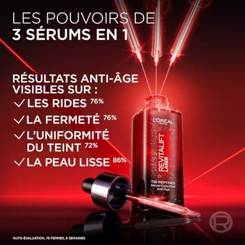 L'Oréal Paris - Anti-Aging Face Correcting Serum - Triple Action Anti-Aging Care - With Hyaluronic Acid, Peptides & Vitamin C - All Skin Types - Revitalift Laser X3-30 ml - Image 4