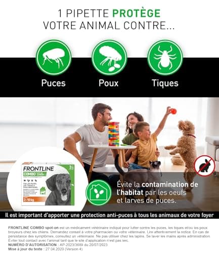 FRONTLINE Combo Dog - Anti-Flea, Tick, Lice Crusher - Protects the Home - Removes Fleas for 8 Weeks/Ticks for 4 Weeks - For Small Dogs 2 to 10 kg - 3 Spot-On Pipettes - Image 7