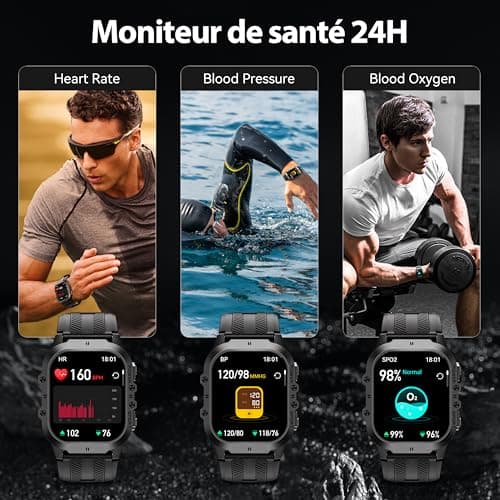 OUKITEL Men's Smart Watch, 1.96 Inch HD Smartwatch with Bluetooth Call, 100 + Sports Modes, Sports Watch for Monitoring Cardio, Pedometer, Sleep, Waterproof 5 ATM, Smart Watch for Android iOS Black - Image 7