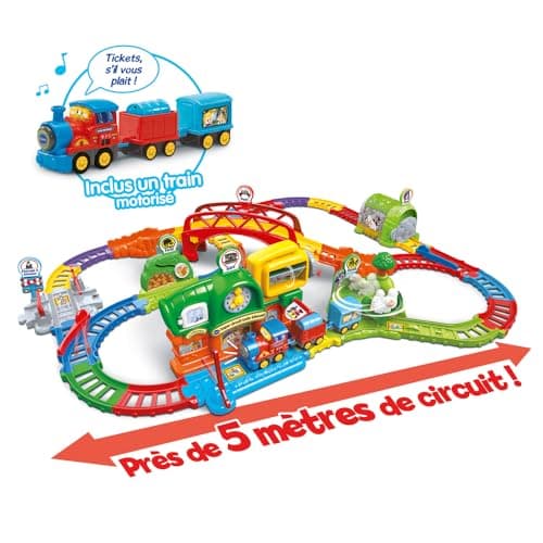 VTech - Tut Toot Super Circuit Train Educational - Electronic Children's Car Circuit with Adam Train Merchand, 6 Magic Zones - Boy and Girl Gift from 1 year to 5 years - French Content - Image 3