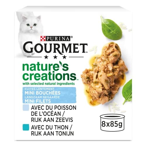 GOURMET | NATURE'S CREATIONS | Adult Cat | Mini Bites with Selected Natural Ingredients | Fish: Ocean Fish, Tuna | Pack of 12 (8 x 85g) - Image 3
