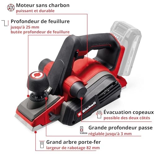 Einhell Professional Portable Cordless Planer TP-PL 18-3 Li BL-Solo Power X-Change (18V, without charcoal, width 82mm, pass depth 3mm max., iron shaft, rest pad, without battery) - Image 4
