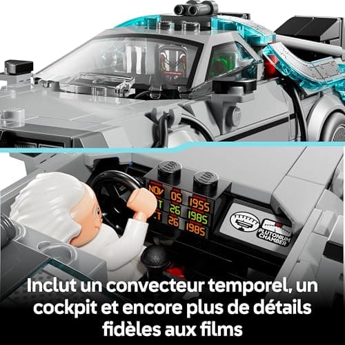 LEGO Speed Champions La Machine à Remonter Le Temps de Retour vers Le Futur - Jouet Voiture - Maquette avec Minifigurines de Doc Brown & Marty McFly - Cadeau pour Garçon, Fille & Fans dès 9 Ans 77256 - Image 6