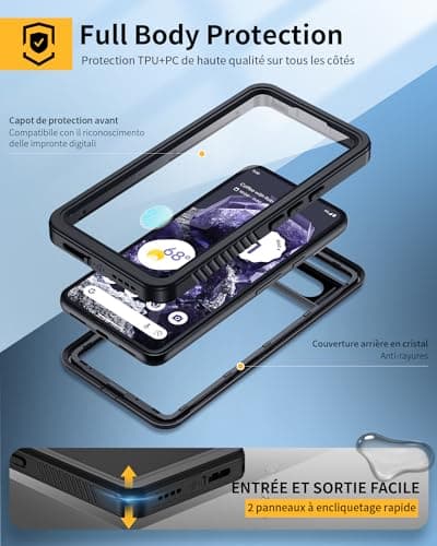 Lanhiem Google Pixel 8 Waterproof Case - Shockproof Unbreakable 360 Degree Full Body [with Screen Protection+Camera] IP68 Waterproof Military Construction Site Dustproof Waterproof Pouch for Pixel 8 - - Image 6