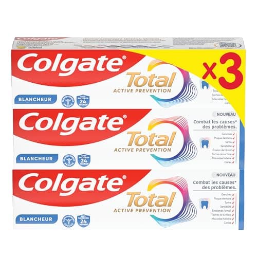COLGATE - Total Prévention Dentifrice 24h Active Blancheur Naturelle - Aide à prévenir les problèmes bucco-dentaires - Réduit les taches de surface - 3x75ml - Image 3