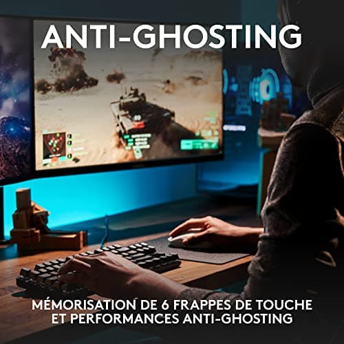 Logitech G G413 SE Large Size Mechanical Gaming Keyboard – Backlit with Touch Mechanical Switches, Anti-Ghosting, Compatible with Windows, MacOS, French AZERTY Keyboard – Black - Image 7