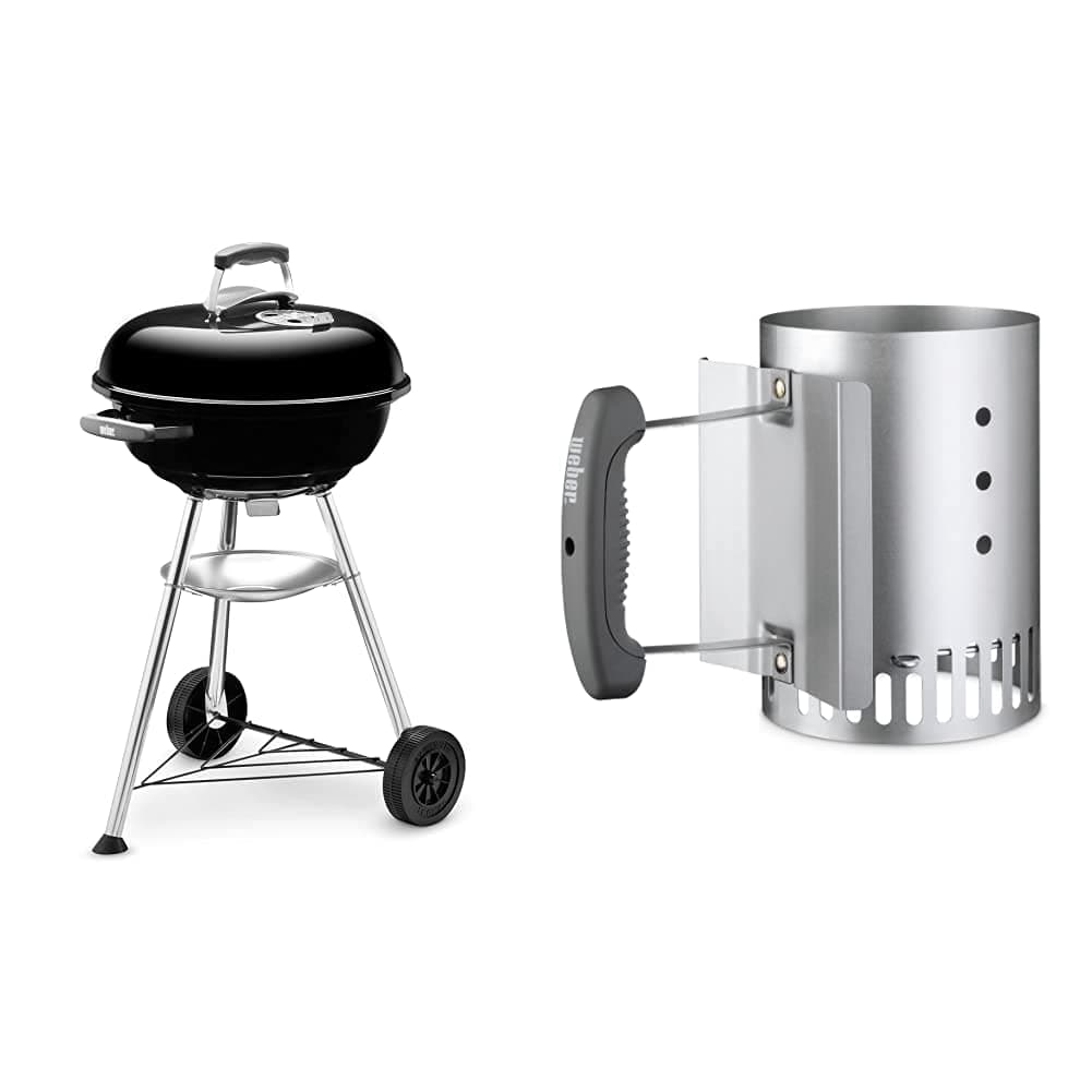 Weber Weber Compact Kettle Charcoal Grill Ø 47 cm & Rapidfire Compact Ignition Chimney (20.3 cm H x 14.8 cm W x 26.5 cm D) Metal
