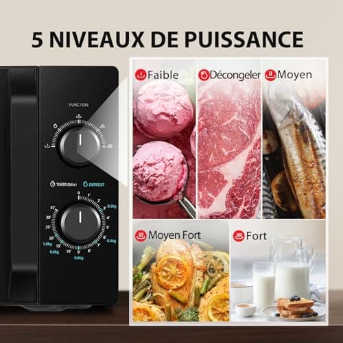 Toshiba Microwave 20L MW2-MM20P(BK), Microwave on Stand, 800W, 5 Power Levels, with Easy Defrost, LED Lighting inside, Black - Image 4
