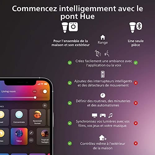 Philips Hue Kit de Démarrage Ambiance Blanc et Couleur : 2 Ampoules connectées LED E27 60W, Contrôle Bluetooth et Pont, fonctionne avec Alexa/Google Home, Expérience Lumineuse Personnalisée - Image 6