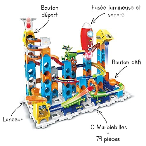 VTech - Marble Rush, Electronic Ball Circuit Rocket Set Electronic M100E, Building Set, 79 Pieces, 10 Balls, Gift for Children Aged 4 and Above - Image 3