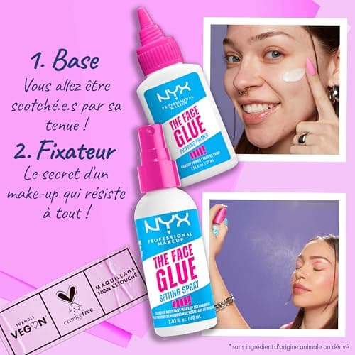 NYX Professional Makeup - Primer Fixant - Fixe le Maquillage et Hydrate la Peau - Tenue Longue Durée 24H - Formule Vegan - The Face Glue Primer - 35ml - Image 7