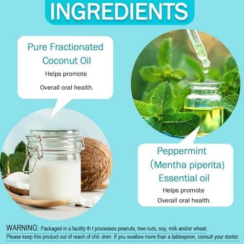 Natural Whitening Oil Mouthwash Contains Coconut and Peppermint Oil, Freshens Breath Eliminates Bad Breath Whitens Teeth and Healthier Gums - Image 7